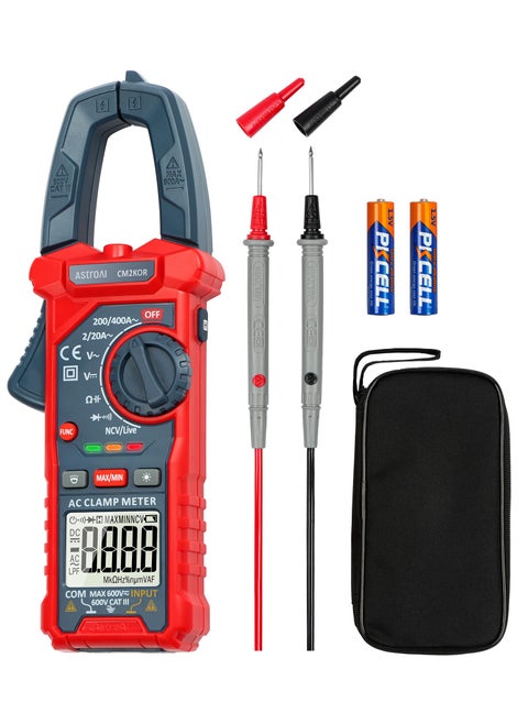 AstroAI Digital Clamp Meter Multimeter 2000 Counts Amp Voltage Tester Auto-ranging with AC/DC Voltage, AC Current, Resistance, Capacitance, Continuity, Live Wire Test, NCV, Blue