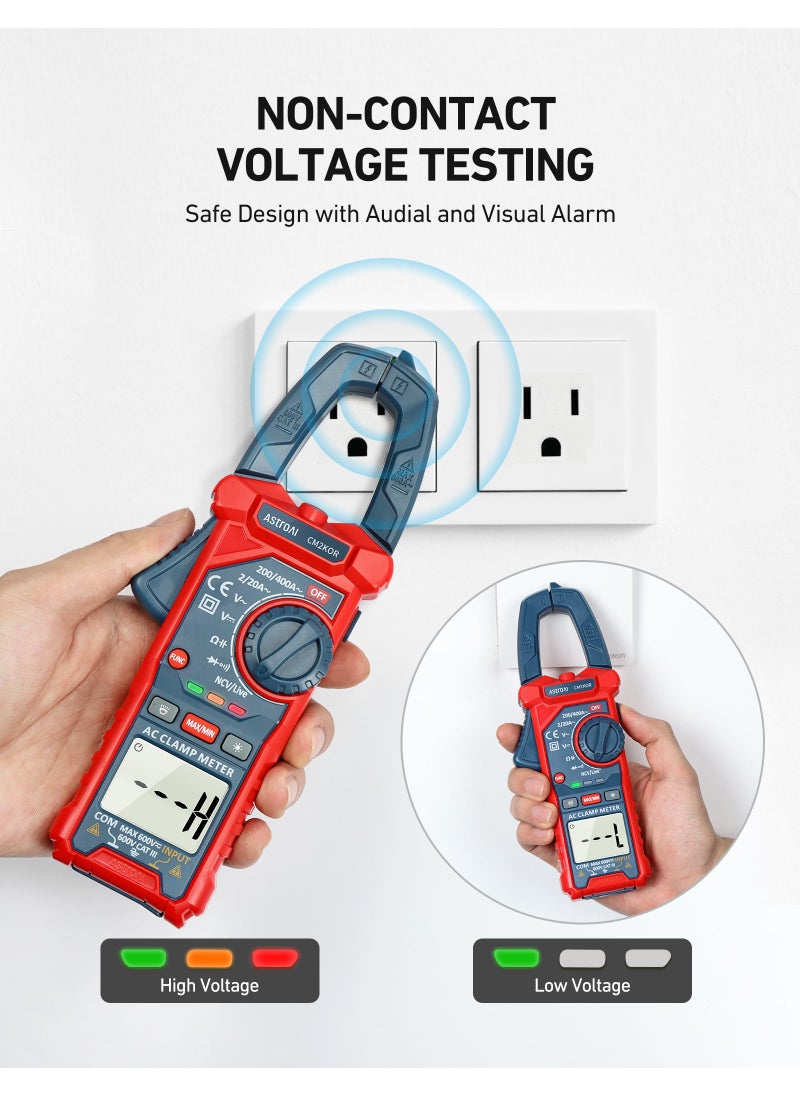 AstroAI AstroAI Digital Clamp Meter Multimeter 2000 Counts Amp Voltage Tester Auto-ranging with AC/DC Voltage, AC Current, Resistance, Capacitance, Continuity, Live Wire Test, NCV, Blue  - Image 3