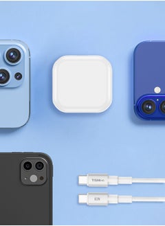 تيسمبرو شاحن PD بقوة 20 واط + كابل USB-C إلى USB-C بقدرة 60 واط | الشحن السريع والمزامنة | مضفر ودائم | التوافق العالمي مع USB-C | أبيض  - Image 2