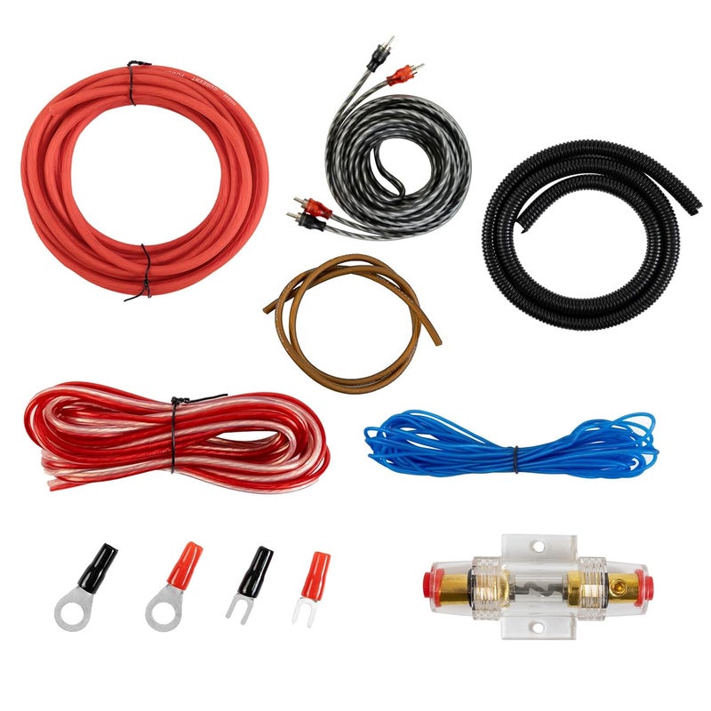 Muzata 8 Gauge Complete Car Amplifier Installation Wiring Kit Subwoofer Amp Install Kit with Power and Ground Cables Speaker Wire Terminals Subwoofer Speaker Audio System M083 - Image 1