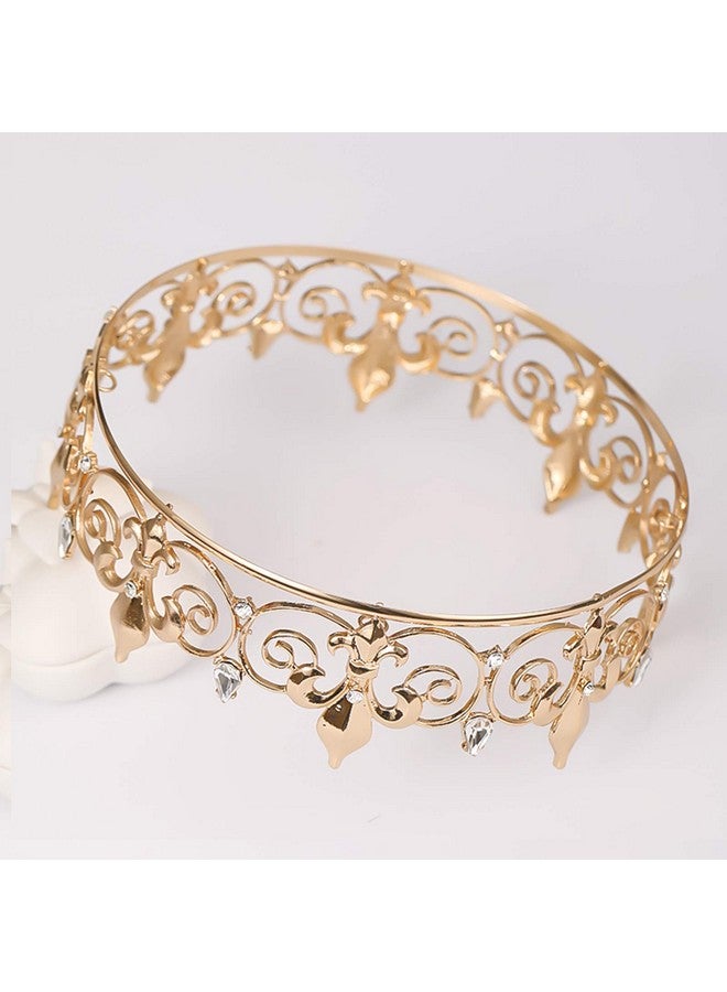 FORSEVEN Full Round King Crown- Metal Rhinestone Crowns And Tiaras For Women And Men Party Prom (Hg340 Gold) - Image 4