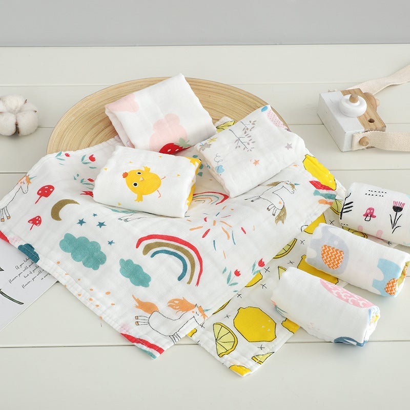 Six-Layer High-Density Pure Cotton Gauze Square Towel Baby Type A Printed Towel Kidsren'S Towel Saliva Towel Pure Cotton - Image 3