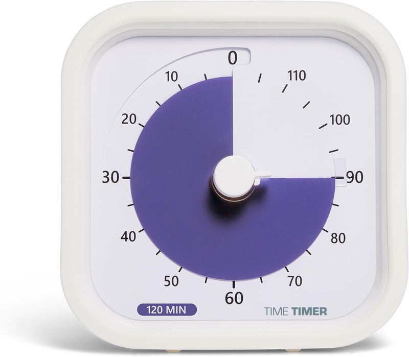 TIME TIMER 120 Minute MOD Education Edition - Visual Timer with Desktop Software for Kids in Classroom, Test Timer, Learning Tool and Office Meetings with Quiet Operation (White, 120 Minutes) - Image 1