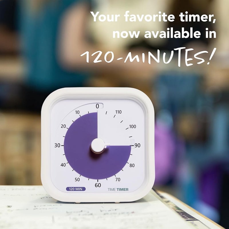 TIME TIMER 120 Minute MOD Education Edition - Visual Timer with Desktop Software for Kids in Classroom, Test Timer, Learning Tool and Office Meetings with Quiet Operation (White, 120 Minutes) - Image 2