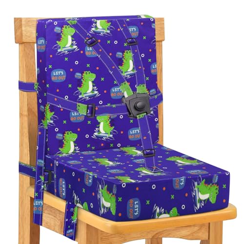SMZCTYI Toddler Booster Seat for Dining Table Adjustable Safety Buckle Child Booster Seat with Backrest Waterproof Washable Portable Booster Cushion NonSlip Bottom Blue - Image 1