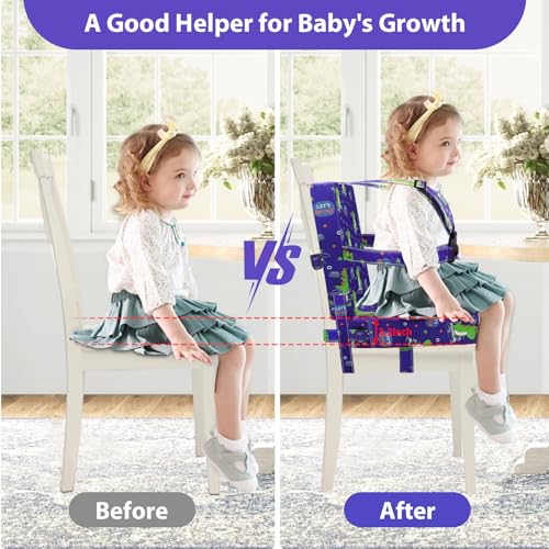 SMZCTYI Toddler Booster Seat for Dining Table Adjustable Safety Buckle Child Booster Seat with Backrest Waterproof Washable Portable Booster Cushion NonSlip Bottom Blue - Image 3