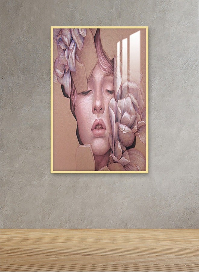ماركتنا لوحة جدارية120×80سم مع برواز ذهبي وطبقة اكريلك شفاف بتصميم امرآة - Image 1