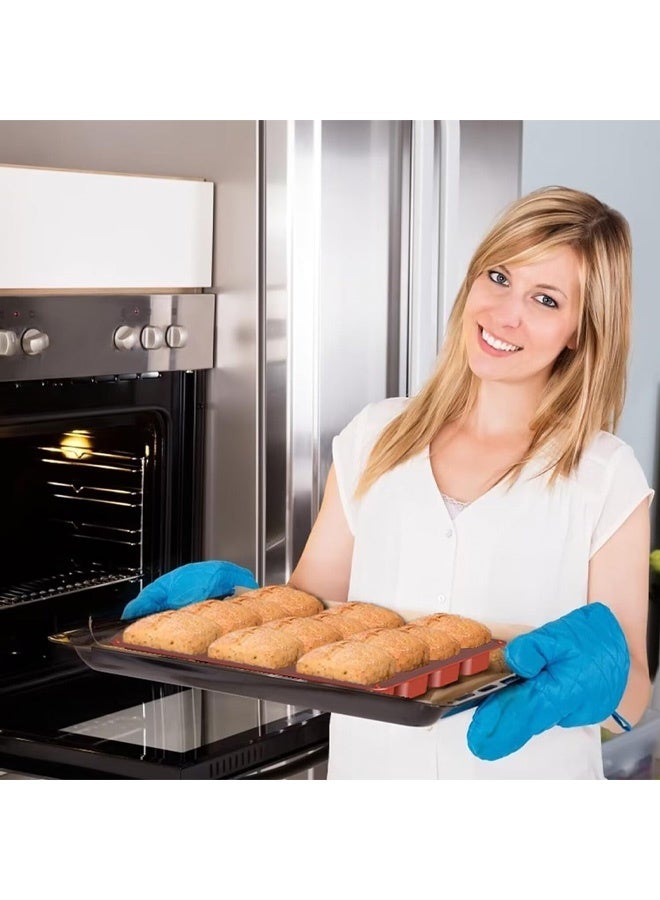 قالبان صغيران من السيليكون للخبز، قالب خبز صغير غير لاصق، قالب خبز سيليكون بـ 12 تجويفًا، صينية خبز صغيرة للكيك والخبز والبراونيز وخبز الذرة وكعكات الجبن - Image 4