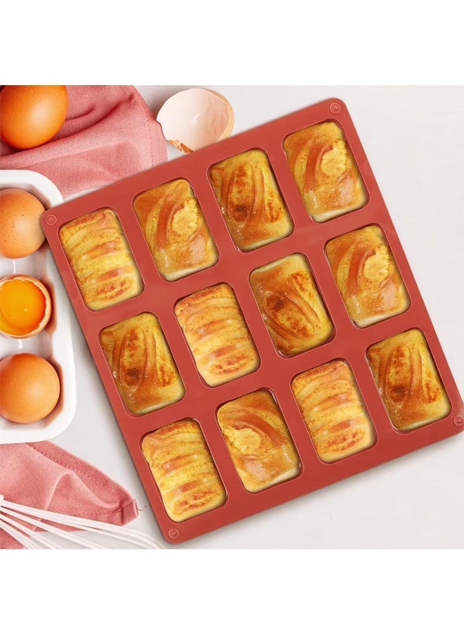 قالبان صغيران من السيليكون للخبز، قالب خبز صغير غير لاصق، قالب خبز سيليكون بـ 12 تجويفًا، صينية خبز صغيرة للكيك والخبز والبراونيز وخبز الذرة وكعكات الجبن - Image 3