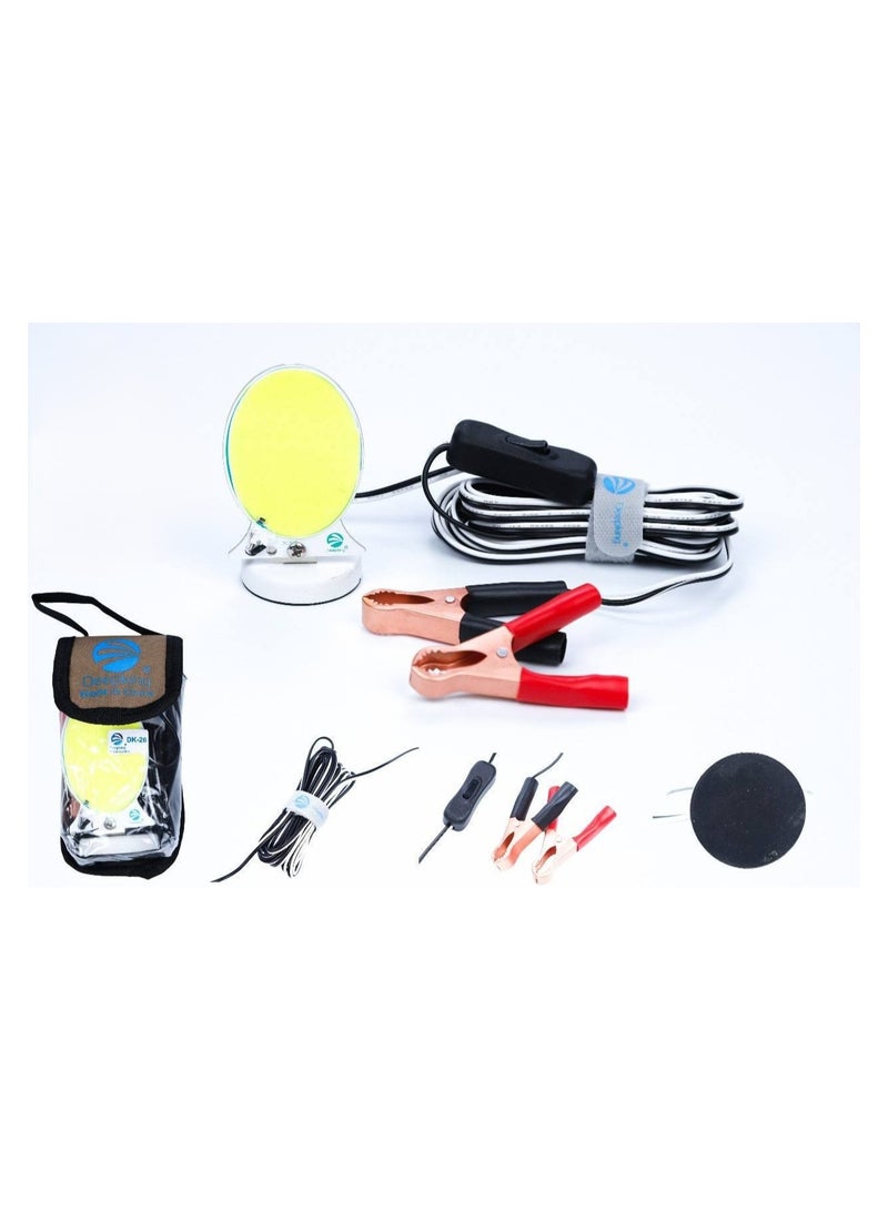 Deepking 13W COB LED Camping Light, Magnetic Base with 12V Battery Clips, 4m Switch Wire, and Carry Bag, Compact Outdoor and Emergency Lighting Tool 