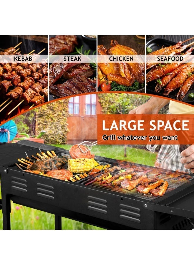 XICEN Portable Charcoal Grills for Outdoor BBQ, Large Barbecue Smoker with Adjustable Height, Foldable Kabob Cooking Grill for Garden Backyard Party Camping Picnic, Black - Image 4