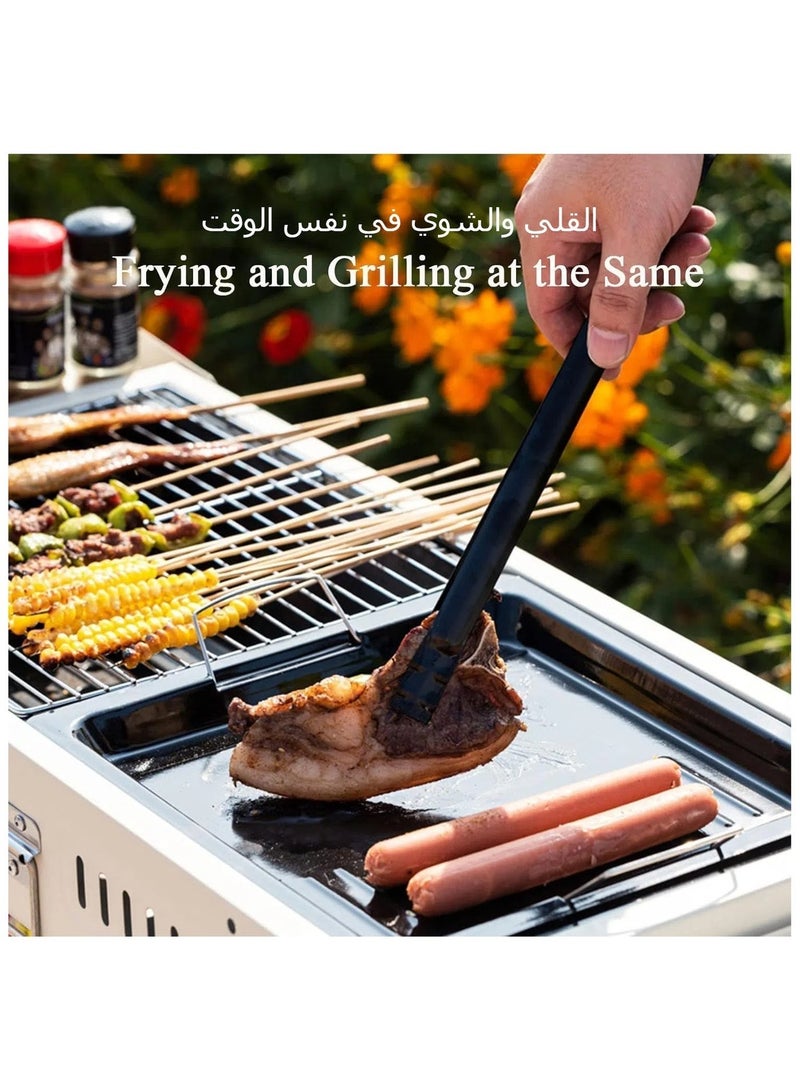 XICEN Portable Charcoal Grills for Outdoor BBQ, Large Barbecue Smoker with Adjustable Height, Foldable Kabob Cooking Grill for Garden Backyard Party Camping Picnic, Black - Image 3