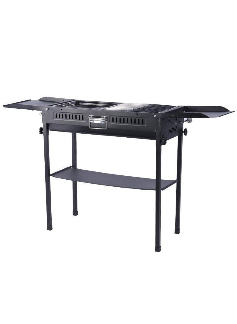 XICEN Portable Charcoal Grills for Outdoor BBQ, Large Barbecue Smoker with Adjustable Height, Foldable Kabob Cooking Grill for Garden Backyard Party Camping Picnic, Black - Image 2