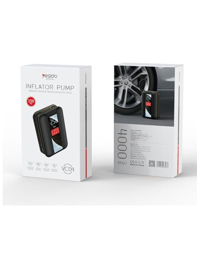 Yesido - YESIDO VC04 22 Cylinder Portable Wireless Car Tire Inflator with LED Light Air Pump - Image 1