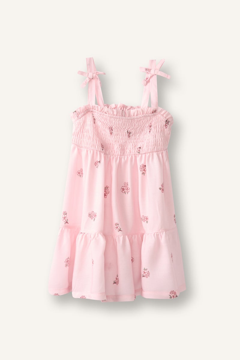 DeFacto Pink BabyGirl Floral Strappy Woven Pink Dress Casual - Image 1