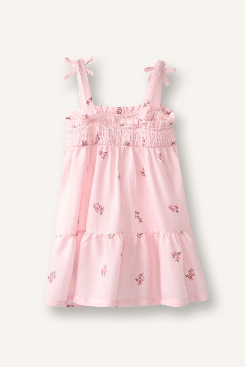 DeFacto Pink BabyGirl Floral Strappy Woven Pink Dress Casual - Image 3
