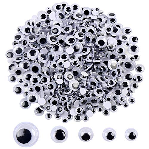DECORA 500 Pieces 6mm -12mm Black Wiggle Googly Eyes with Self-Adhesive for Crafts Decorations - Image 1