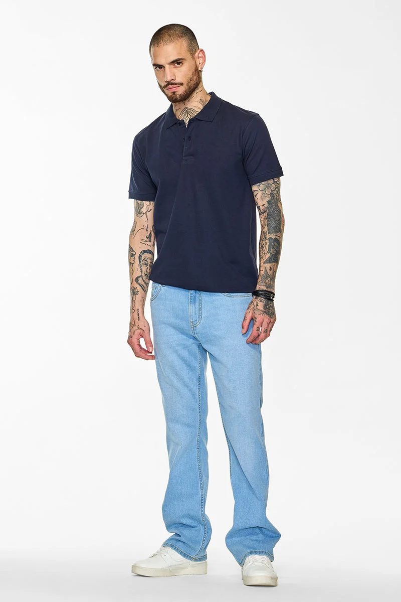 SNITCH تيشيرت بولو سادة كحلي من كور لاب