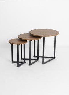 watheer Side Service Tables Of 3 Pieces For An Elegant And Ideal Home Suitable For Serving Coffee And Tea - Brown 
