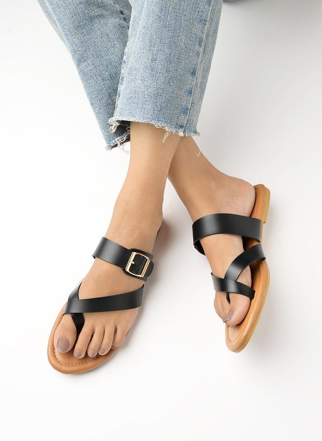 Shoetopia Stylish Side Buckle Detailed Flats for Women & Girls - Image 4