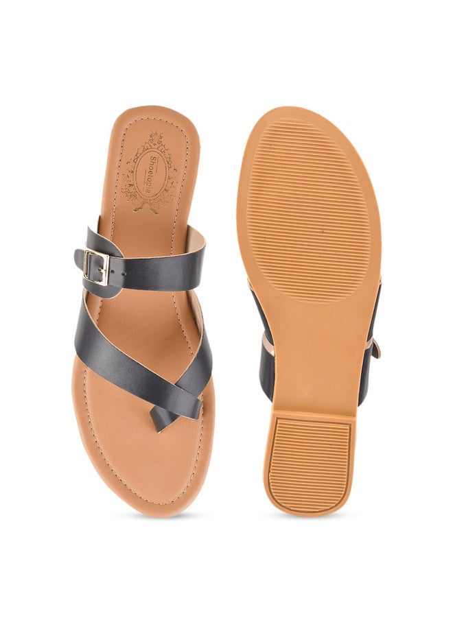 Shoetopia Stylish Side Buckle Detailed Flats for Women & Girls - Image 5