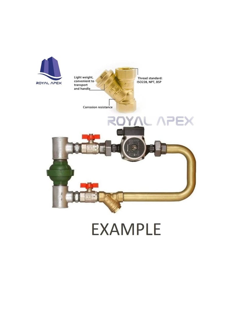 Brass Female Threaded Y Shaped Brass Strainer Filter Valve for Water, HVAC & Plumping Application (1.1/2 Inch)  - Image 2
