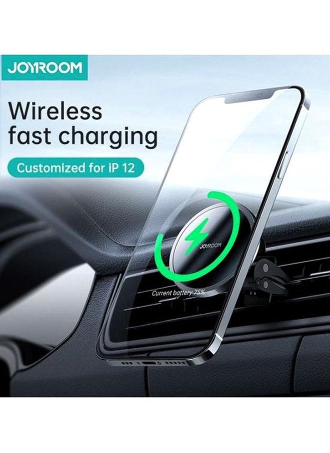 NIBEMINENT 15W Magnetic Wireless Charger with Holder for Apple iPhone 12 Black/Silver  - Image 5