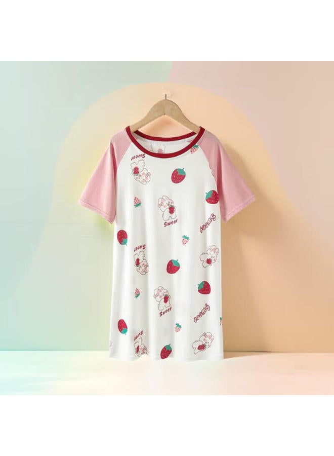 Top Melon Melon Girls' Nightgown New Summer Children's Princess Pajamas Short Sleeve Big Kids Home Wear - Image 2