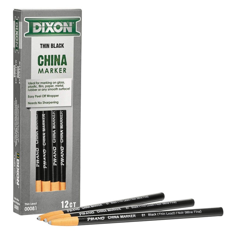 Dixon China Marker, Black, Thin Lead, Dozen - Image 4