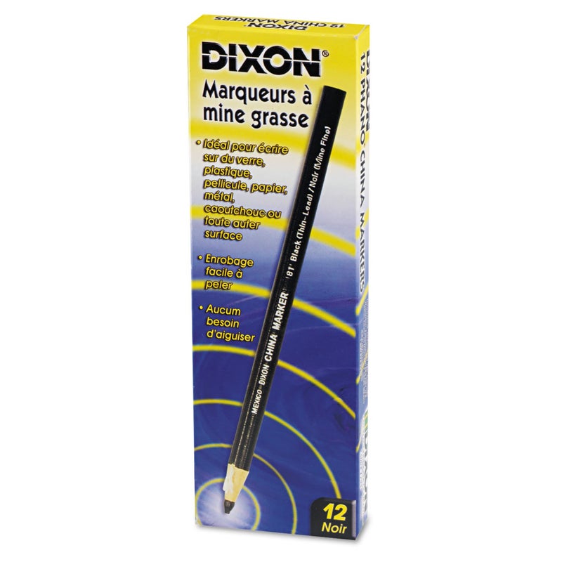 Dixon China Marker, Black, Thin Lead, Dozen - Image 5