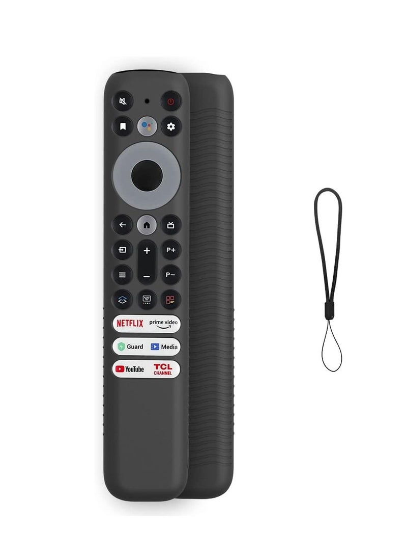 Case for TCL RC902V FMR1 Voice Remote Control Soft Silicone Cover with Lanyard Light Weight/Anti Slip/Shock Proof/Washable/Skin-Friendly (Black)  - Image 1