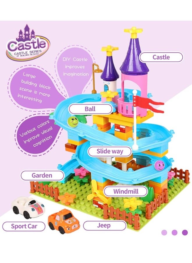 EP EXERCISE N PLAY Marble Run Toy Building Sets, 161Pcs Castle Building Duplos for Age 3+, Marbles Track Building Toys, Large Building Bricks Race Track STEM Educational Toys for Toddler Boy Girl Birthday Toys Gifts  - Image 3