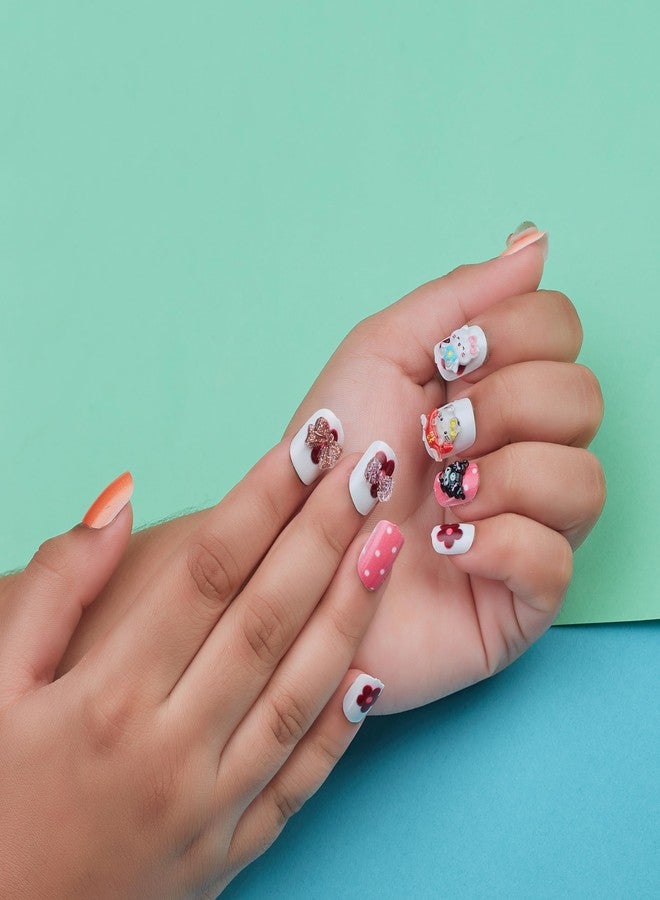 CherryBox Beautiful and Cute 3D Cartoon Nails Set of 12 pieces for Kids and Adults Cartoon Kawaii Resin Art Cartoon Design (Multicolour, 5) - Image 2