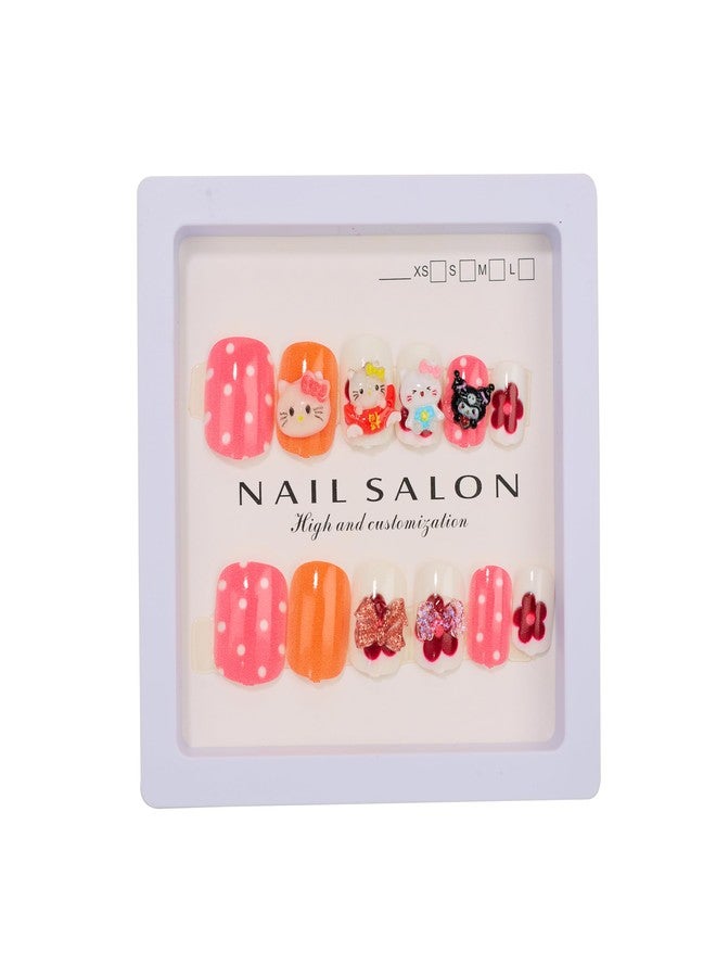 CherryBox Beautiful and Cute 3D Cartoon Nails Set of 12 pieces for Kids and Adults Cartoon Kawaii Resin Art Cartoon Design (Multicolour, 5) - Image 1
