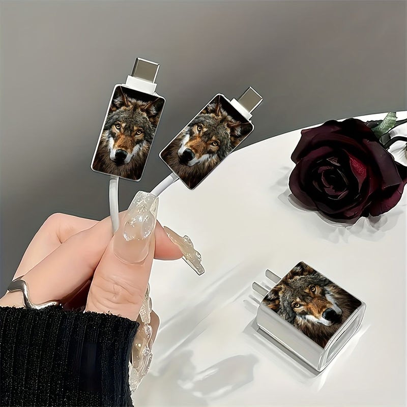 Set Of 3 Wolf 001 Transparent Charger Protective Case For Iphone 18W 20W Charger Protection Set Cable Protection Sleeve Charging Cable End Protection Sleeve - Image 2