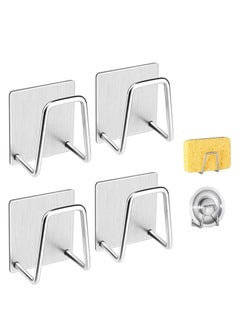 Bukela 4-Piece Adhesive Sponge Holder for Kitchen Sink, 304 Stainless Steel Sponge Holder Sink Kitchen Accessories  - Image 1