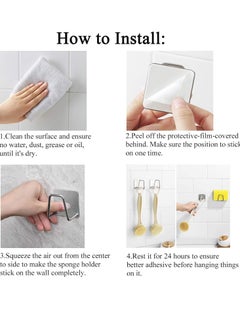Bukela 4-Piece Adhesive Sponge Holder for Kitchen Sink, 304 Stainless Steel Sponge Holder Sink Kitchen Accessories  - Image 4