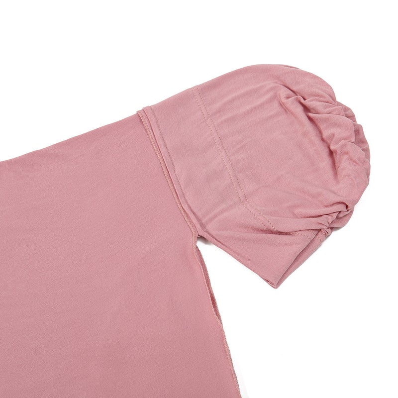 New Chiffon Headscarf Pleated Cap Suit Monochrome Mercerized Cotton Headscarf Pleated Base Cap - Image 5