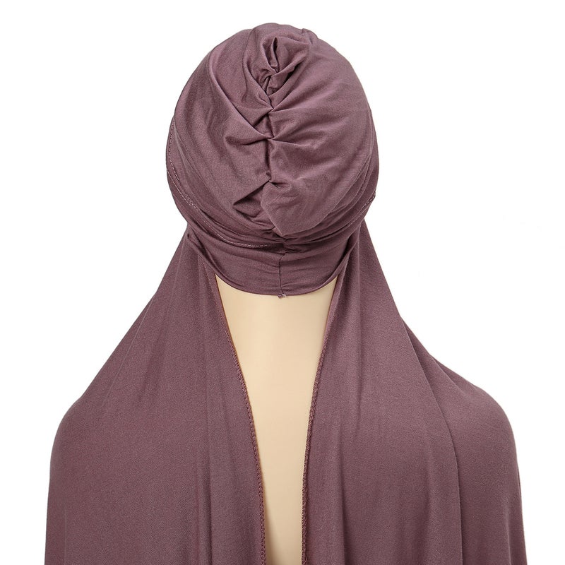 New Chiffon Headscarf Pleated Cap Suit Monochrome Mercerized Cotton Headscarf Pleated Base Cap - Image 3