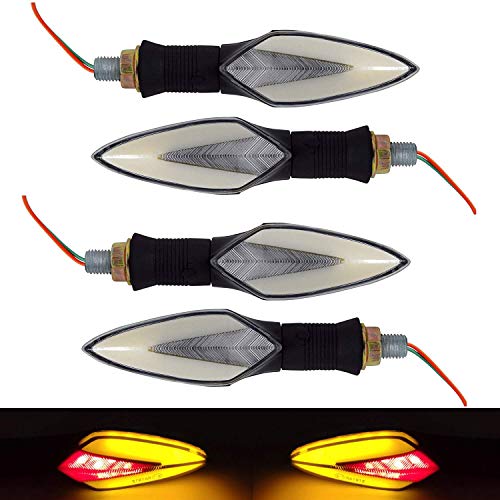 Ramanta Universal Motorcycle Neon LED Long Arrow Turn Signal Light Indicator for Bajaj Pulsar 180F (Yellow Red, Pack of 4) - Image 1