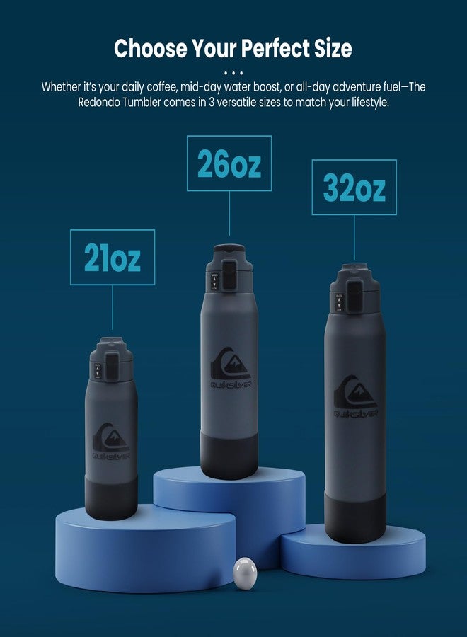 كويك سيلفر زجاجة مياه كويكسيلفر ريدوندو 32 أونصة مصنوعة من الفولاذ المقاوم للصدأ بجدار مزدوج، زجاجة رياضية قابلة لإعادة الاستخدام مع غطاء مانع للتسرب، قاعدة مطاطية مانعة للانزلاق، مقبض حمل، أكواب معزولة، تحافظ على المشروبات ساخنة وباردة لمدة 24 ساعة - Image 5