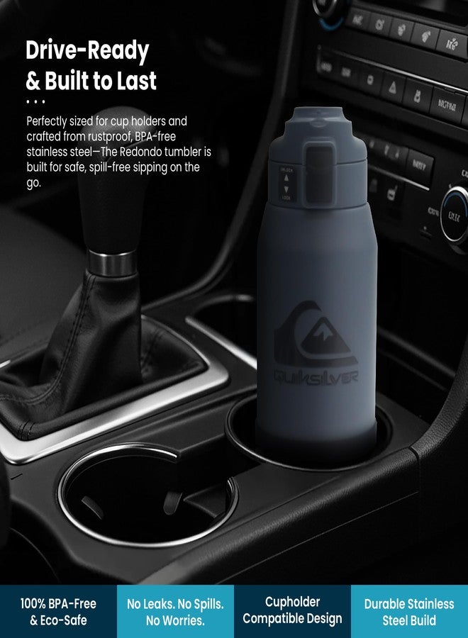 كويك سيلفر زجاجة مياه كويكسيلفر ريدوندو 32 أونصة مصنوعة من الفولاذ المقاوم للصدأ بجدار مزدوج، زجاجة رياضية قابلة لإعادة الاستخدام مع غطاء مانع للتسرب، قاعدة مطاطية مانعة للانزلاق، مقبض حمل، أكواب معزولة، تحافظ على المشروبات ساخنة وباردة لمدة 24 ساعة - Image 4