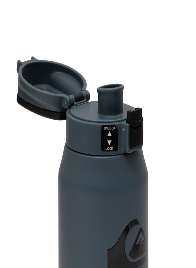 كويك سيلفر زجاجة مياه كويكسيلفر ريدوندو 32 أونصة مصنوعة من الفولاذ المقاوم للصدأ بجدار مزدوج، زجاجة رياضية قابلة لإعادة الاستخدام مع غطاء مانع للتسرب، قاعدة مطاطية مانعة للانزلاق، مقبض حمل، أكواب معزولة، تحافظ على المشروبات ساخنة وباردة لمدة 24 ساعة - Image 3