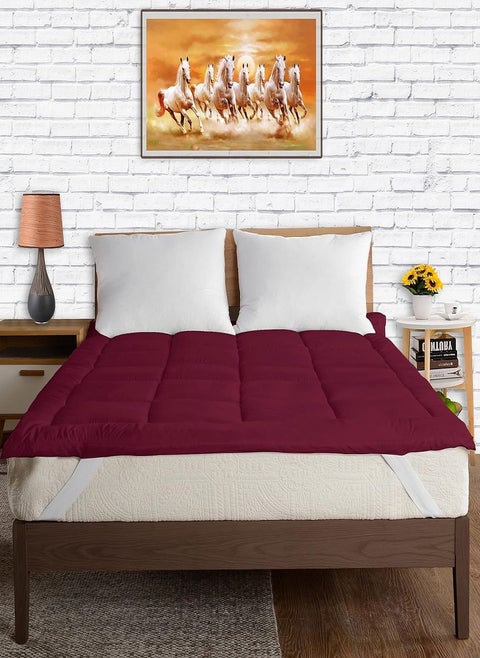 Mattress Topper With Edge Piping Box Stiched Design 4 Corner Elastic Straps 6cm Thick 150x200cm