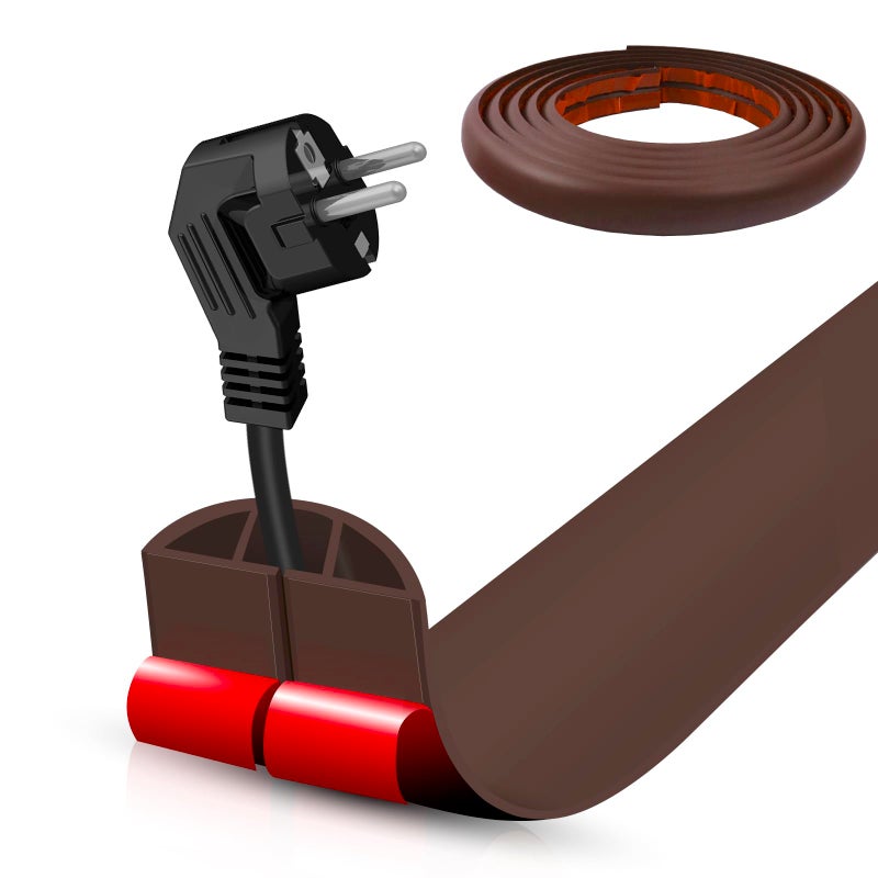 DBHXXMB-HH Floor Cord Cover Self Adhesive Cord Hider,10FT Cable Management, Extension Strip Protector for Wires, Prevent Cable Trips for Offices, Gyms, Exhibitions Cavity:0.39"(W) x 0.27"(H) Coffee - Image 1