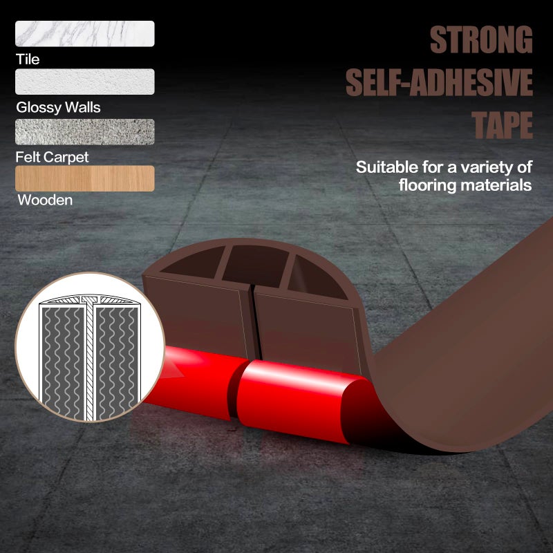DBHXXMB-HH Floor Cord Cover Self Adhesive Cord Hider,10FT Cable Management, Extension Strip Protector for Wires, Prevent Cable Trips for Offices, Gyms, Exhibitions Cavity:0.39"(W) x 0.27"(H) Coffee - Image 4