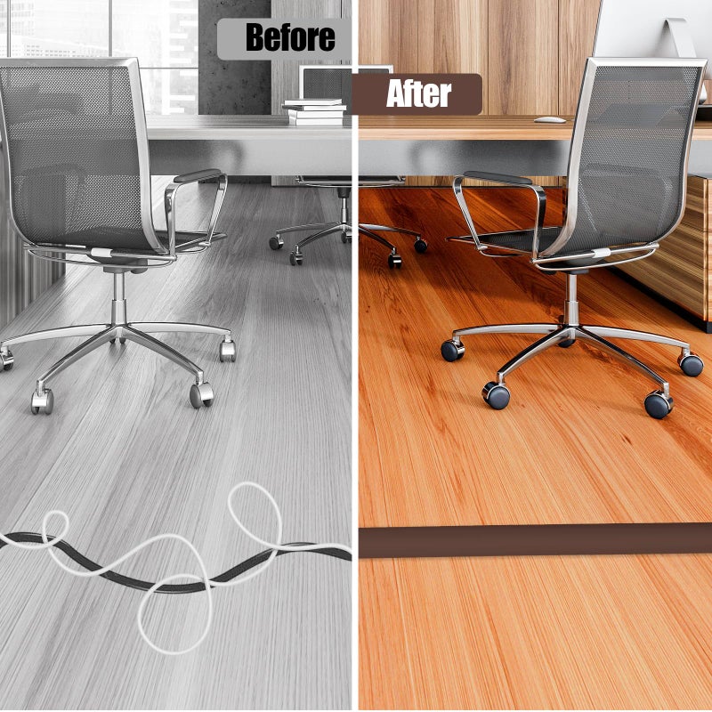 DBHXXMB-HH Floor Cord Cover Self Adhesive Cord Hider,10FT Cable Management, Extension Strip Protector for Wires, Prevent Cable Trips for Offices, Gyms, Exhibitions Cavity:0.39"(W) x 0.27"(H) Coffee - Image 5