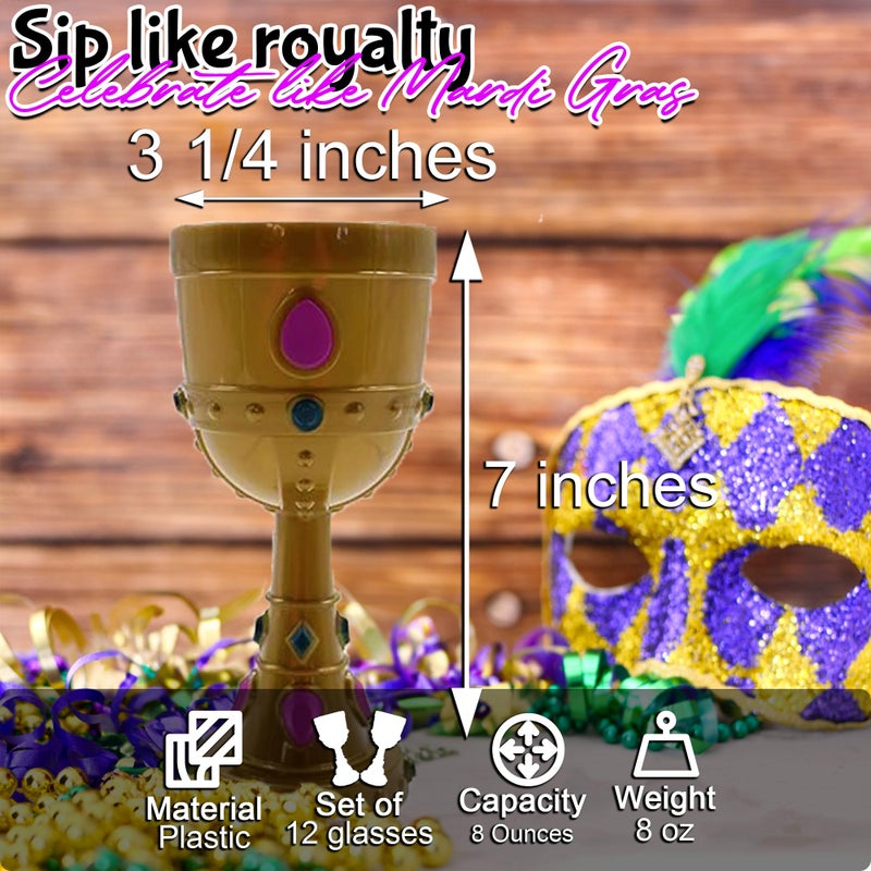 Fun Express Mardi Gras Molded Crown Goblets - 1 dozen - Image 2
