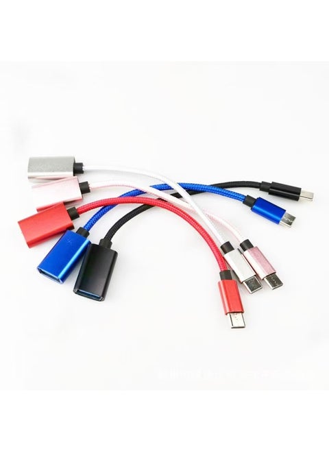 كابل محول من النوع C إلى USB 2.0 OTG للهاتف المحمول والكمبيوتر اللوحي والفأرة USB فلاش قارئ بطاقات خط تحويل متين 160 مم - اللون: أحمر