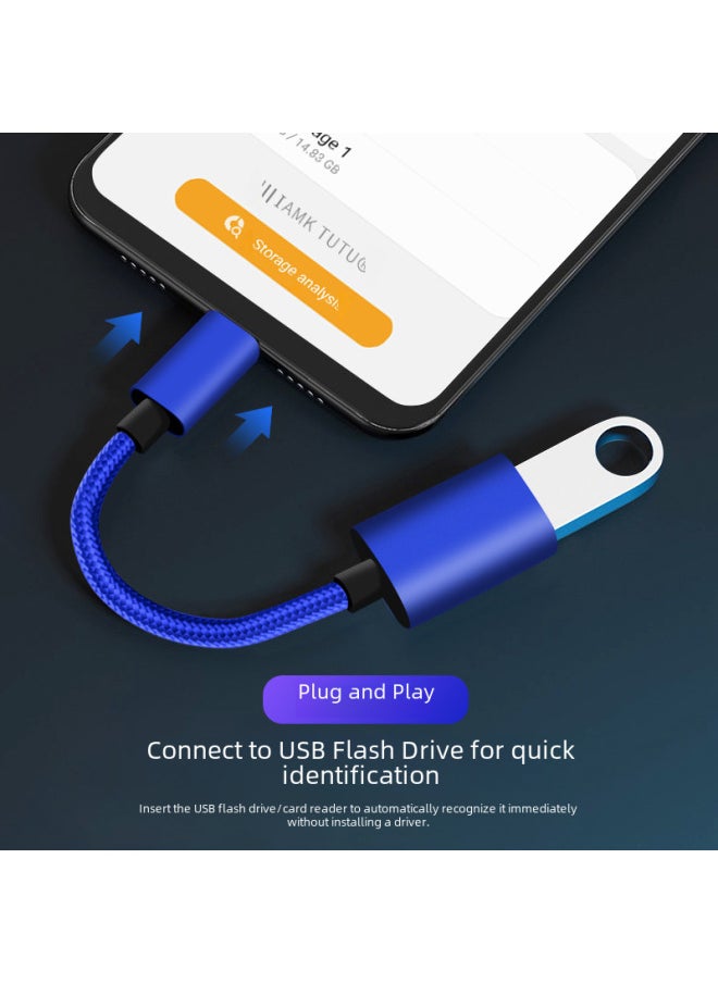 كابل محول من النوع C إلى USB 2.0 OTG للهاتف المحمول والكمبيوتر اللوحي والفأرة USB فلاش قارئ بطاقات خط تحويل متين 160 مم - اللون: أحمر